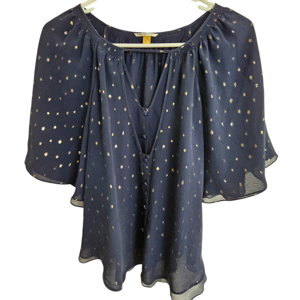 Anthropologie Leifsdottir Womens Silk Top Sz 8 Classic Boho Geometric Polka Dots